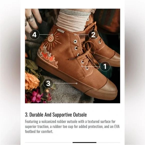 BANGS Brown High-Top Sneakers with Sun and Landscape Design size 7 - Picture 13 of 16